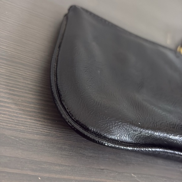 Coach Poppy Wristlet Wallet Black Patent Leather Gold Zipper Y2K - Picture 6 of 12